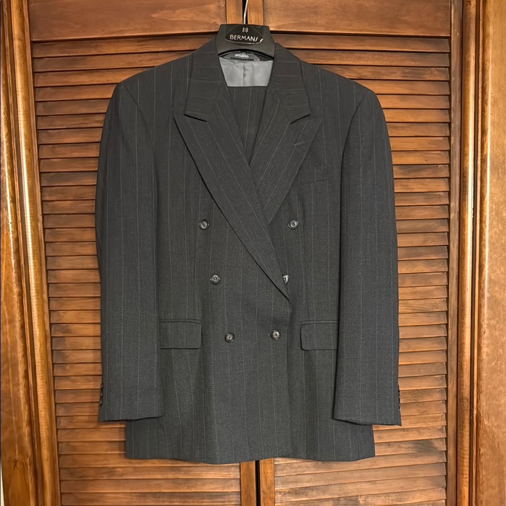 Charcoal pin striped Double-Breasted Suit